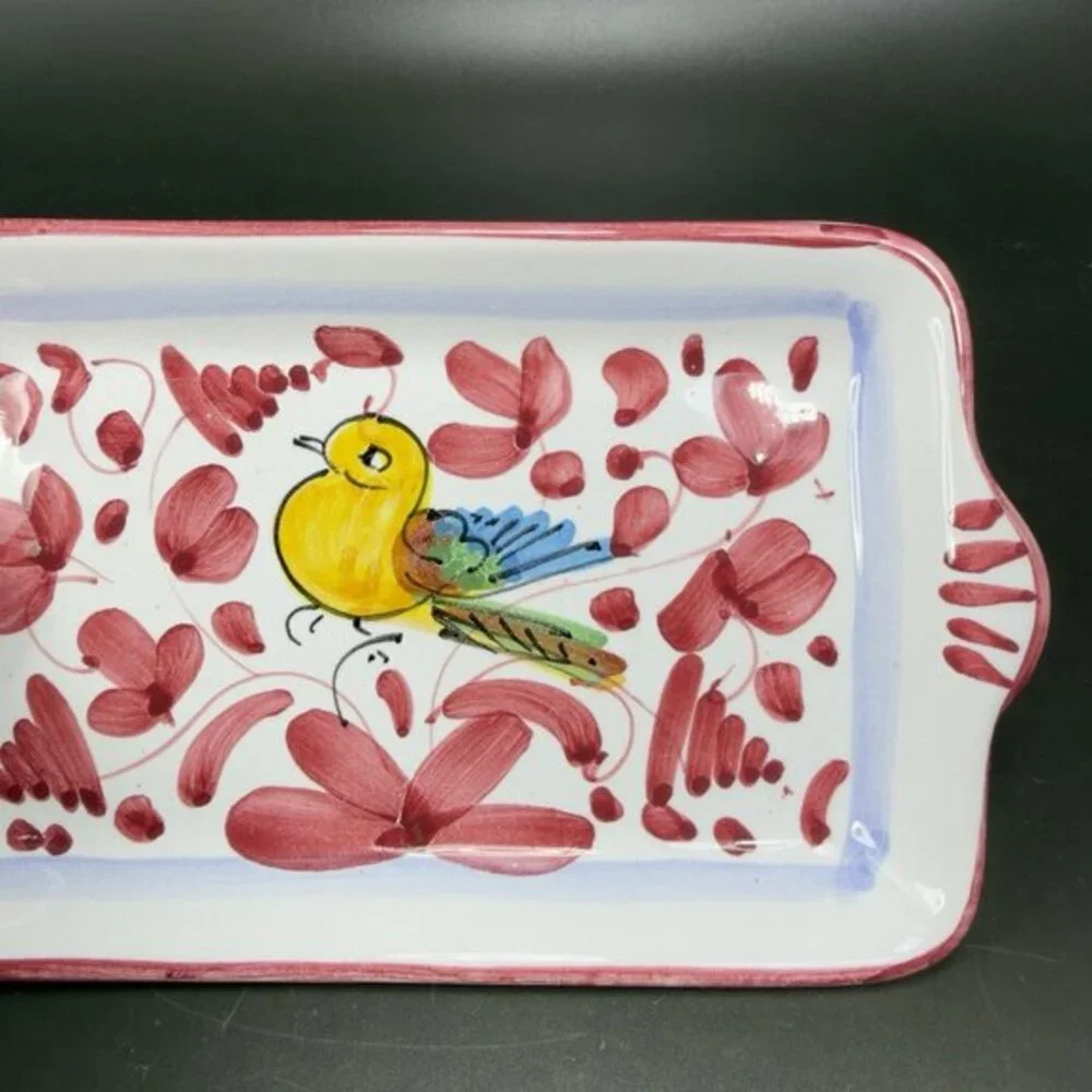 Hand Painted‎ Deruta Italian Pottery Rectangular Dish Plate Tray Folk Art Italy